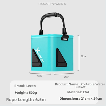 Žvejybos kibiras su virve, sulankstomas, sustiprinta EVA konstrukcija (Medžiaga: EVA, Sulankstomas, Virvė, Sustiprinta EVA konstrukcija)