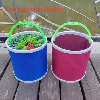 Apskritas drobės sulankstomas vandens kibiras žvejybai, nešiojamas automobilinis kibiras žvejybos įrangai