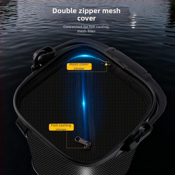 Gyvoms žuvims skirtas vandens kibiras su integruota prieššokinėjimo tinklu, viengubė EVA forma, iškilus dizainas