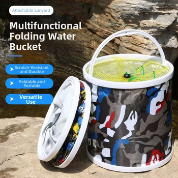 Sulankstomas lauko daugiafunkcis kibiras žvejybai – Nešiojamas audinio kibiras su virve, tinkamas automobilių plovimui