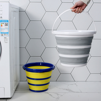 Portatyvinis sulankstomas kibiras iš silikono-plastiko, skirtas automobilių plovimui, lauko kelionėms ir žvejybai, vandens saugojimui