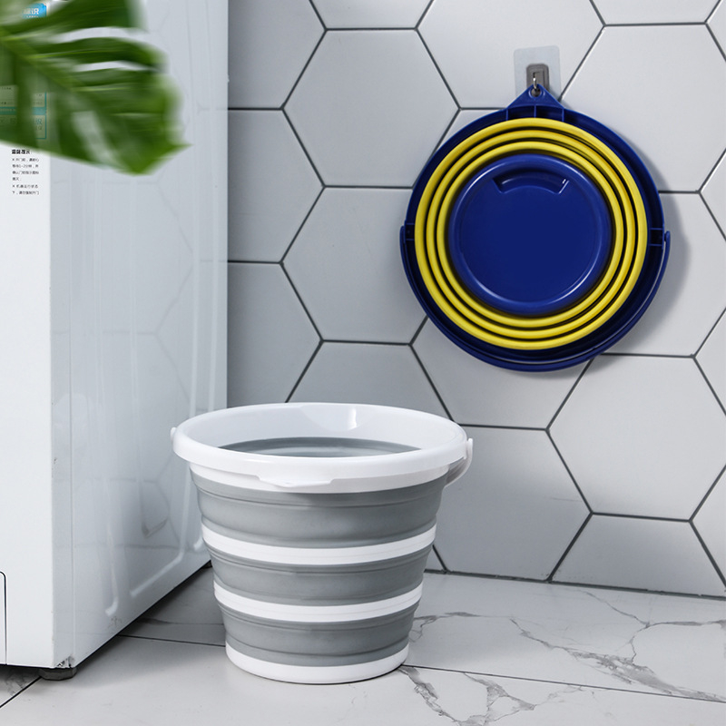 Portatyvinis sulankstomas kibiras iš silikono-plastiko, skirtas automobilių plovimui, lauko kelionėms ir žvejybai, vandens saugojimui