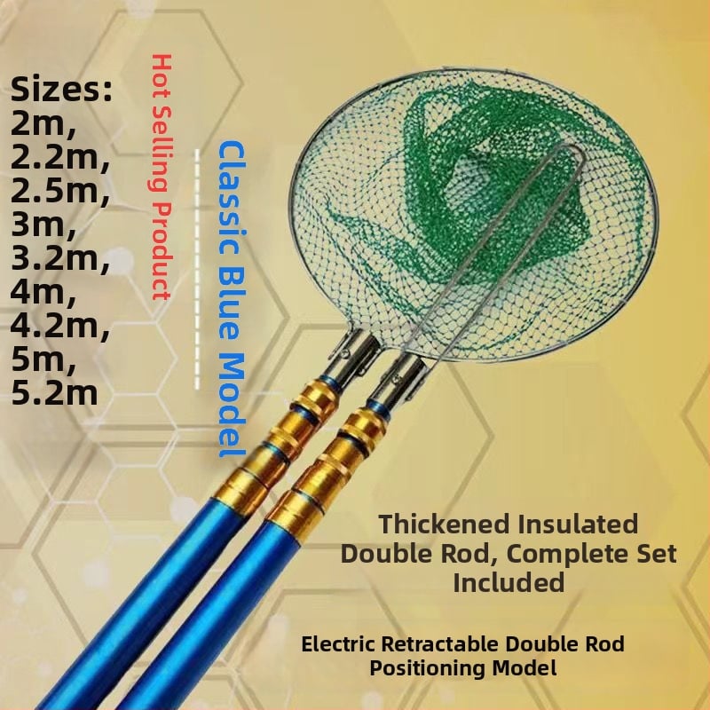 Teleskopinis žvejybos rinkinys iš stiklo pluošto su tinkle