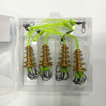 Tengeri horgászathoz készült horogkészlet, négy részes, rugós horogok dobáshoz