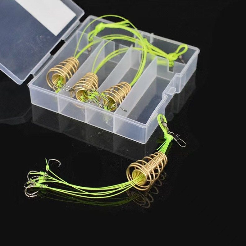 Tengeri horgászathoz készült horogkészlet, négy részes, rugós horogok dobáshoz