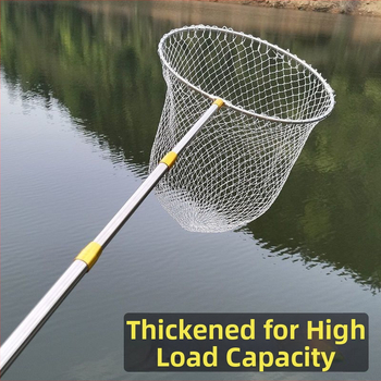 Nerūdijančio plieno žvejybos tinklas – pilnas komplektas su sulankstoma ir teleskopine lazda, gili tinklo krepšys, plonas tinklas; Tinklo įėjimo skersmuo: peržiūrėkite detales; Tinklo gylis: peržiūrėkite detales