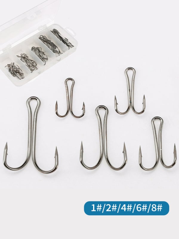 Swing Shark Set udica za ribolov - 50 kom, dvostruka udica, bodlje, visoko ugljični čelik