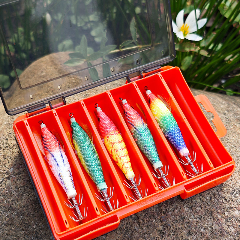 Drveni set udica za škamp i lignje s luminoznom mamom – ABS, Yaohai, proizvedeno u Kini