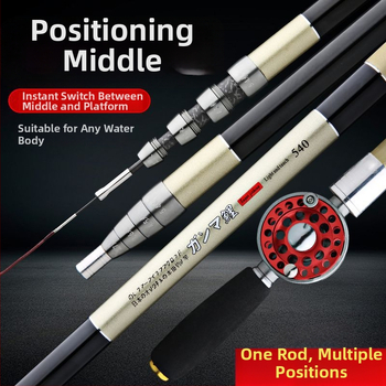 Žvejybos lazda su ratukais, daugiafunkcinė, priekine metimo lazdelė, didelio anglies pluošto