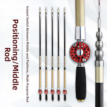 Žvejybos lazda su ratukais, daugiafunkcinė, priekine metimo lazdelė, didelio anglies pluošto