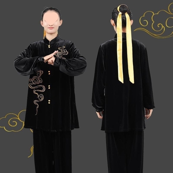 Tai Chi kostim za dječake, srednje dužine, debeli zimski model, Corduroy tkanina s udjelom lana, podstava od lana