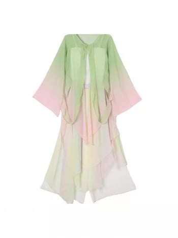 Klasični kineski plesni kostim za žene, gradijentni šifon, poliester i spandeks, scensko odijelo, ljeto 2024