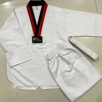 Taekwondo treniņkomplekts ar garām piedurknēm, elpojošs Lycra audums ar vinilona šķiedru, bērniem un pieaugušajiem