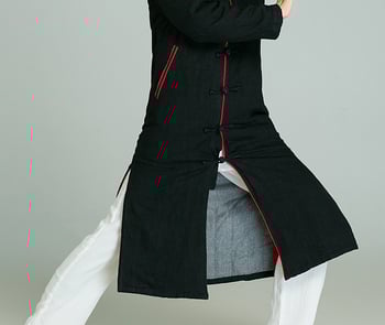 Wunong Ženska taiji haljina od lana, jesensko-zimska, jednobojna, podstava od lana