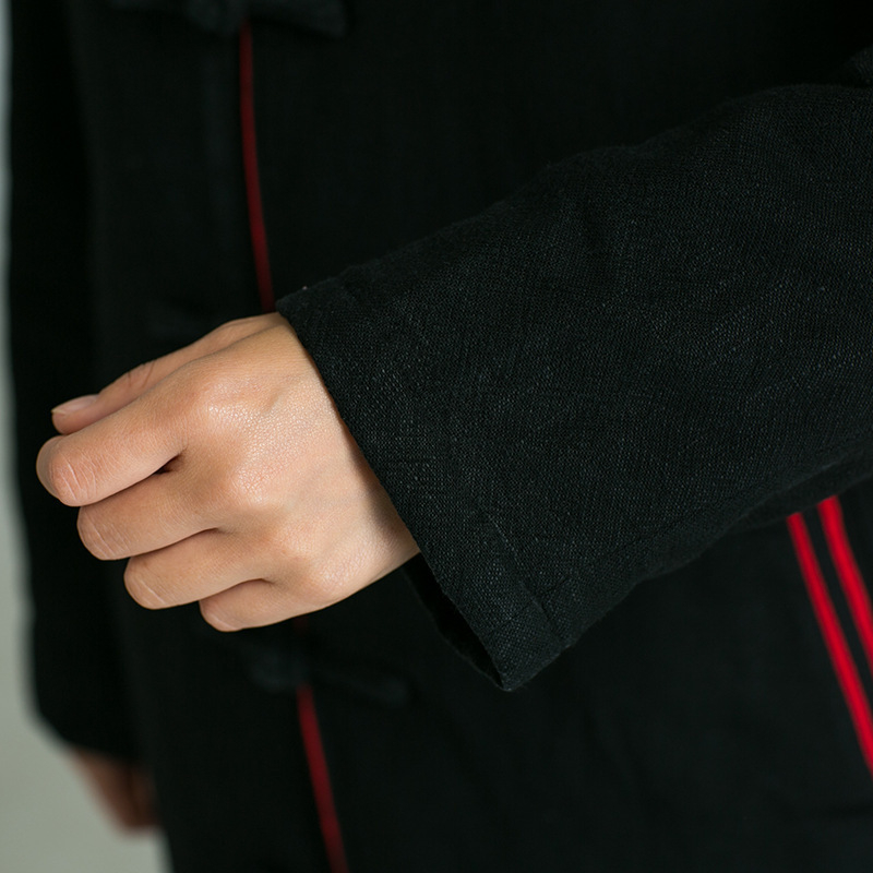 Wunong Ženska taiji haljina od lana, jesensko-zimska, jednobojna, podstava od lana