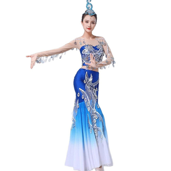 Dai etnički plesni kostim – ples pavog, Yunnan inspiriran, uski kroj, suknja s ribljim repom