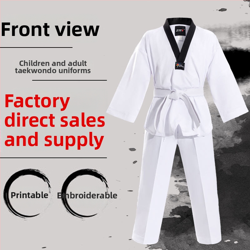 Taekwondo gi unisex, 90% ķemmētā kokvilna, elpojošs un ērts, bērniem un pieaugušajiem