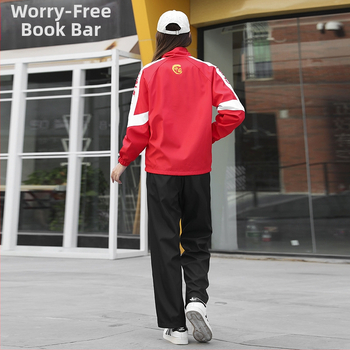 Taekwondo kombinezon grupas izstādei, universāls, garas piedurknes, stāvošs kakls, 50D poliestera kombinētais audums ar neilona oderi