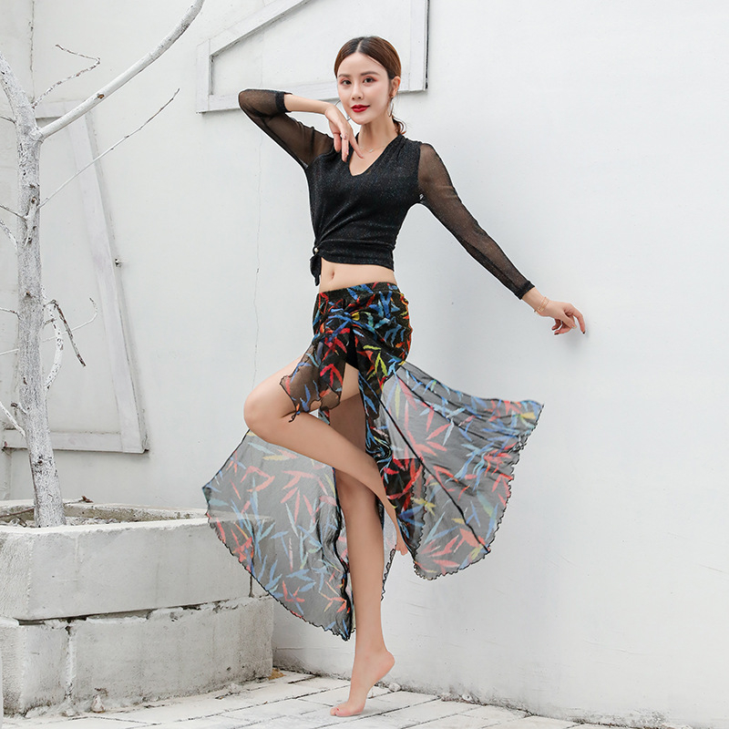 Set odjeće za Belly Dance za žene (gornji dio + šal za bokove) – otisnuta mreža sa Spandex smjesom, proljeće 2023, dobna skupina 25–29