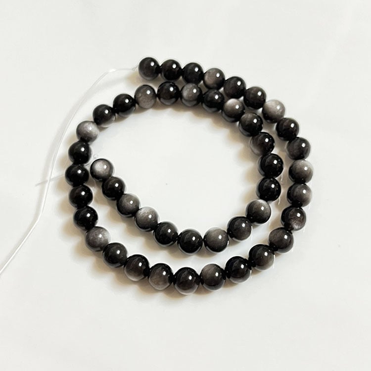 Voľné koráliky obsidián, značka Abner, brúsené a leštené, noblesný štýl, guľaté koráliky