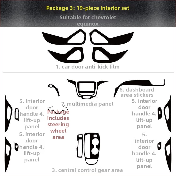 Εσωτερική επένδυση από ανθρακονήματα για Chevrolet Equinox – μοτίβο γρατζουνιών, μαγνητική εγκατάσταση, πλευρικά πάνελ αυτοκινήτου, εξατομίκευση διαθέσιμη