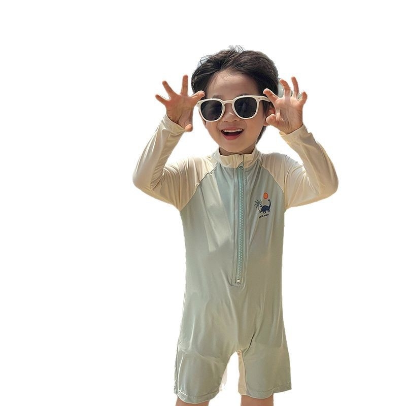 Fiúknak szóló egyrészes fürdőruha Cartoon dinoszaurusz mintával, 3–10 éveseknek, poliészter anyag (85%), poliészter bélés (85%)