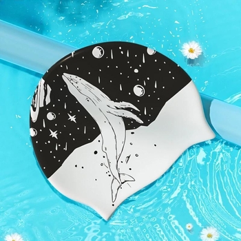 Σιλικονούχο καπέλο κολύμβησης με εξωτικό σχέδιο φάλαινας, μονόχρωμο σχέδιο, για ενήλικες