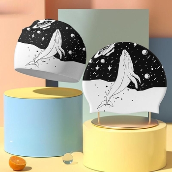 Σιλικονούχο καπέλο κολύμβησης με εξωτικό σχέδιο φάλαινας, μονόχρωμο σχέδιο, για ενήλικες