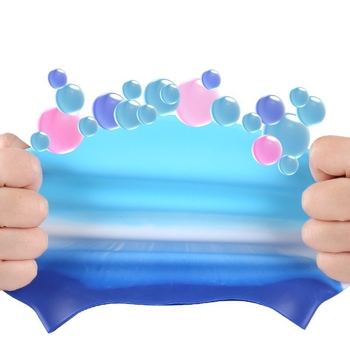 Силиконова шапка за плуване за възрастни с дизайн на блокове, водоустойчива защита за ушите, унисекс за плуване и водни спортове