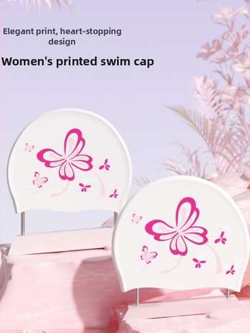 Водоустойчива силиконова плувна шапка за възрастни жени, удобна за дълга коса, с принт