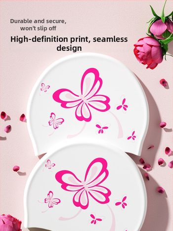 Водоустойчива силиконова плувна шапка за възрастни жени, удобна за дълга коса, с принт