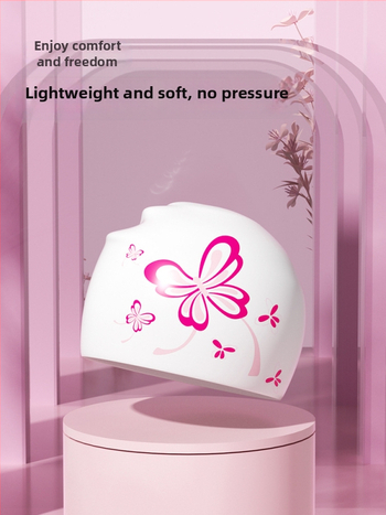 Водоустойчива силиконова плувна шапка за възрастни жени, удобна за дълга коса, с принт