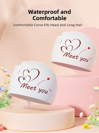 Силиконова плувна шапка за възрастни — модел с принт; подходяща за плуване и водни спортове