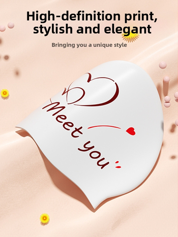 Силиконова плувна шапка за възрастни — модел с принт; подходяща за плуване и водни спортове