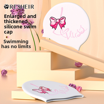 Ruishier силиконова шапка за плуване за възрастни, модел с принт, за плуване