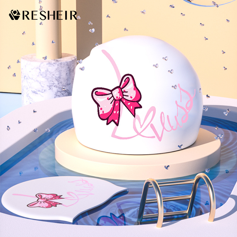 Ruishier силиконова шапка за плуване за възрастни, модел с принт, за плуване