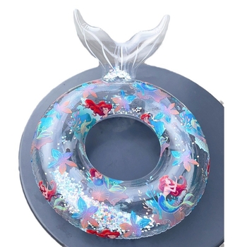Dječji plivački prsten — proziran dizajn morske vile, crtani uzorak, PVC materijal, za djecu, za plivanje i vodene igre