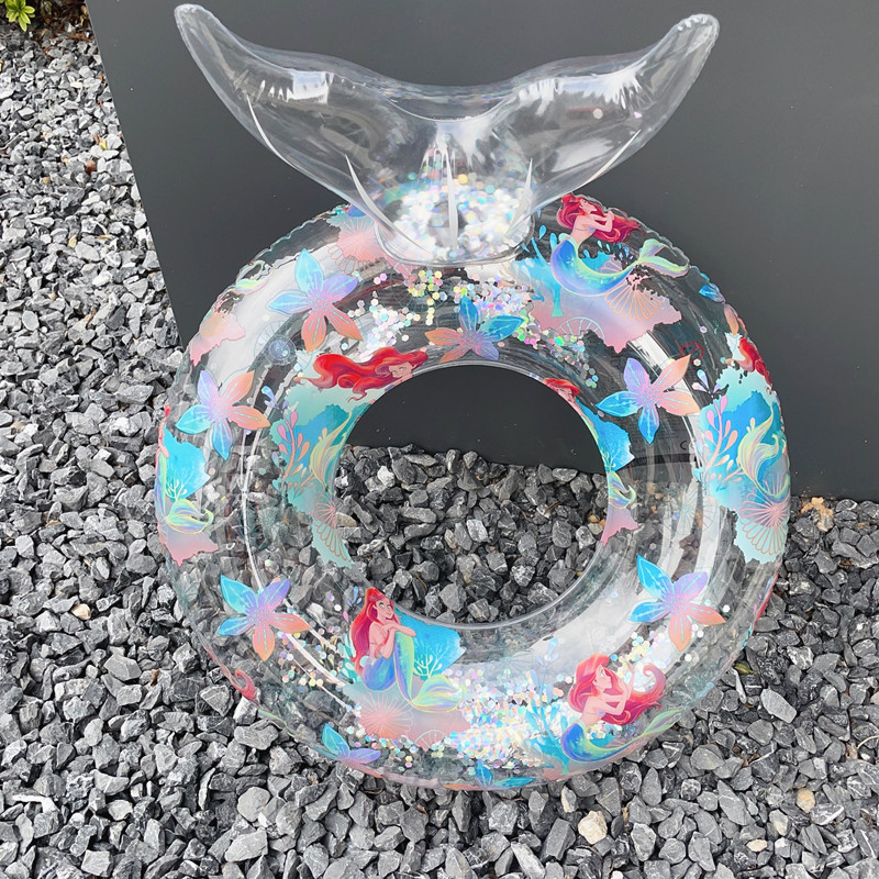 Dječji plivački prsten — proziran dizajn morske vile, crtani uzorak, PVC materijal, za djecu, za plivanje i vodene igre