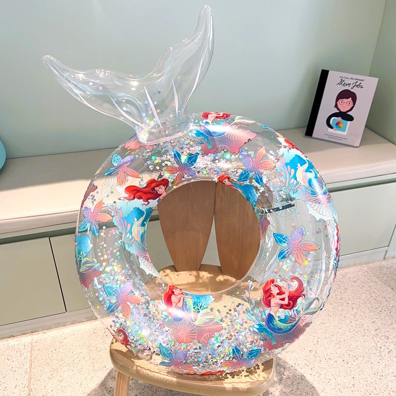 Dječji plivački prsten — proziran dizajn morske vile, crtani uzorak, PVC materijal, za djecu, za plivanje i vodene igre