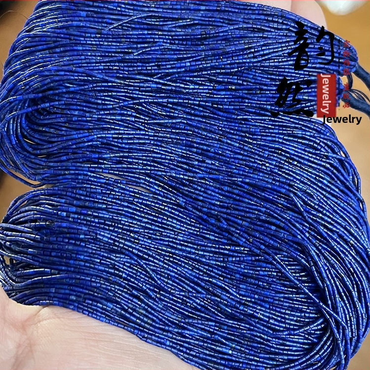 Свободни мъниста от лазурит, малки кръгли тръбни мъниста, шлайфане и полиране, Abner