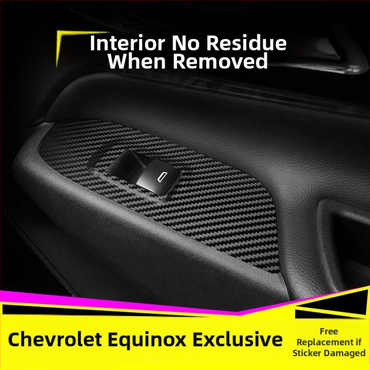 Chevrolet Equinox vidaus anglies pluošto lipdukas, centrinės konsolės dekoras, anti-kick pagalvėlė, magnetinis montavimas, įbrėžimų raštas