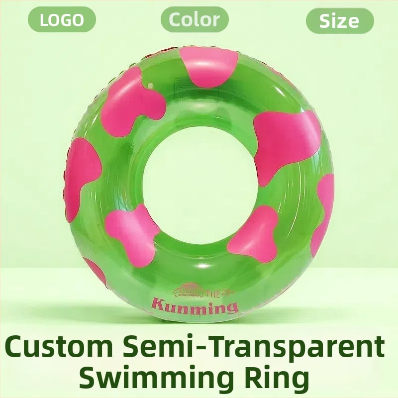 Prisitaikantis skaidrus pripučiamas plaukimo žiedas iš ekologinio PVC su logotipo spauda, suaugusiems; tinkamas treniruotėms, plaukiojimui ir vandens pramogoms