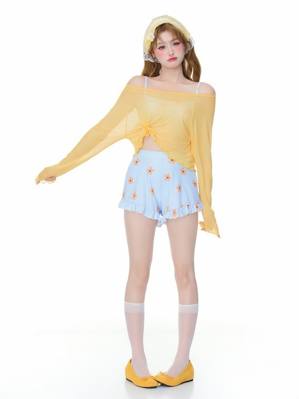 Ženski kupaći s dugim rukavom i suknom za pokrivanje, visokim strukom, konzervativan dizajn, jastučić za prsima