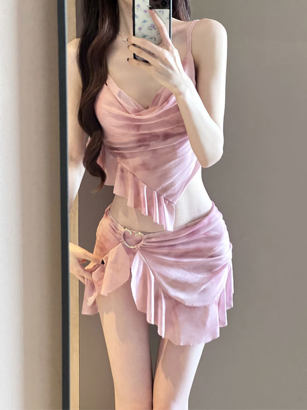 Dvije-dijelni bikini set za odrasle žene, visokim strukom, konzervativno pokriće, brzo sušeći poliester s podlogom, jastučići za prsima i čelična potpora