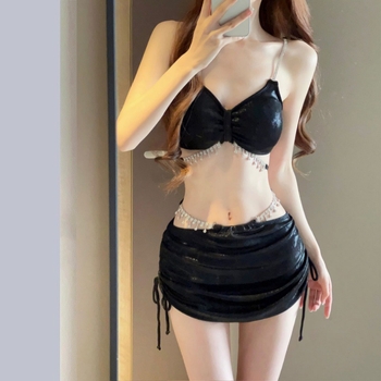 2025 novi trodijelni bikini set s kristalima za žene, spreman za fotografiranje, odmor na moru