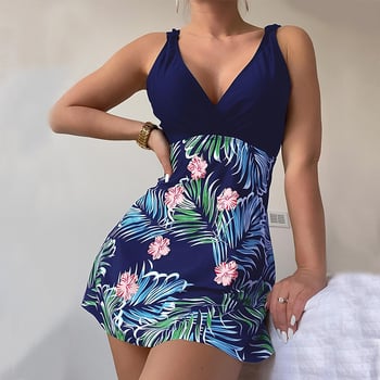 Tankini kupaći s suknjom, prekrivanje trbuha, bez umetaka za grudni dio, s čeličnom potporom, 84% poliester / 16% spandeks, 220 g, podstava poliester