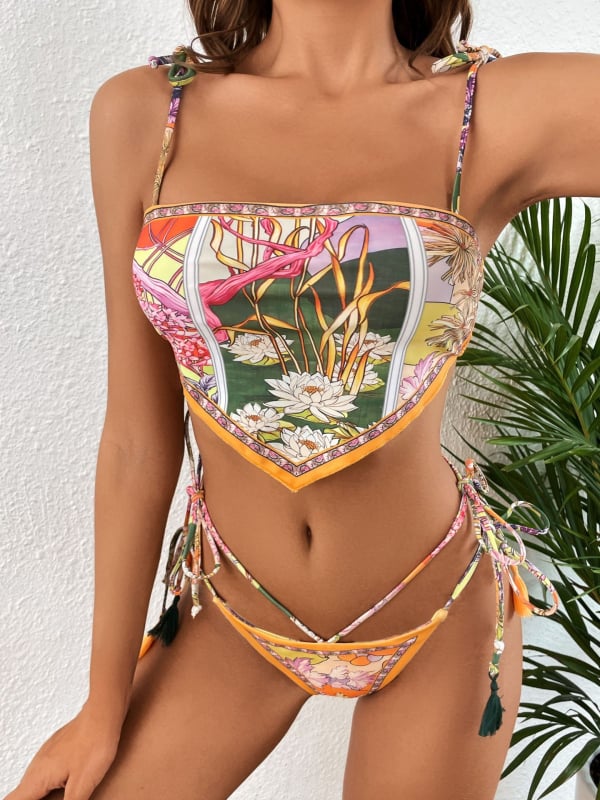 Dvodijelni ženski bikini sexy, brzo suši poliester, visoka elastičnost, s umetkom za grudnjak, bez čelične potpore, podstava poliester