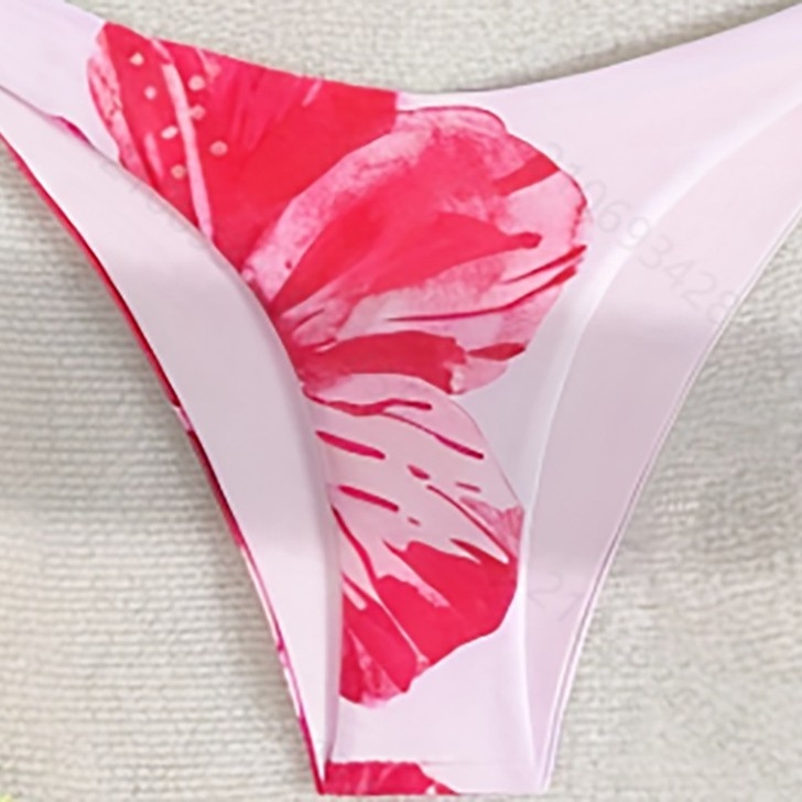 Nyomtatott női kétrészes bikini, kötős háromszög felső, párnázott a mellen, anyag: 82% poliészter, bélés 18% spandex