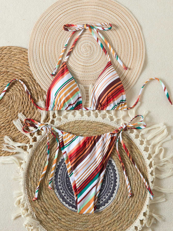 Bikini triunghiular dungat, cu burete pentru bust, spate gol;_costum de baie pentru femei, poliester, 200 g; căptușeală poliester cu 82% elastan