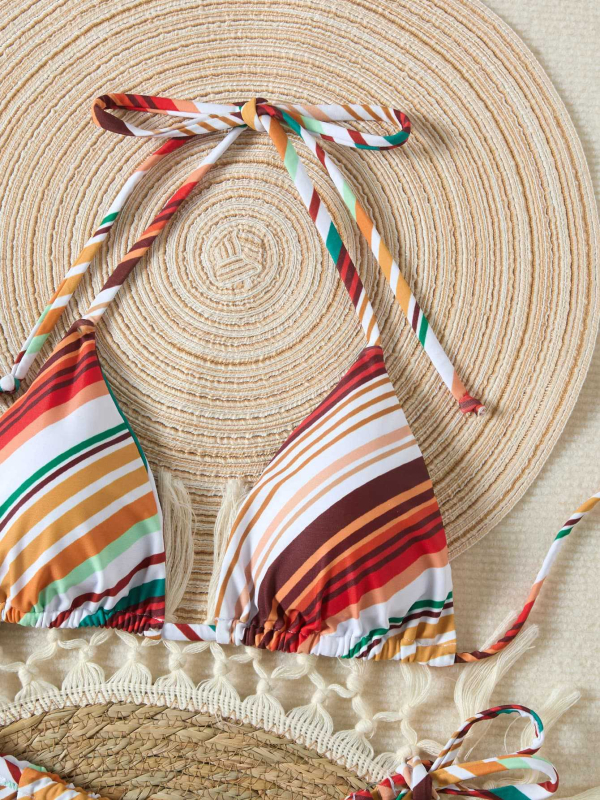 Bikini triunghiular dungat, cu burete pentru bust, spate gol;_costum de baie pentru femei, poliester, 200 g; căptușeală poliester cu 82% elastan